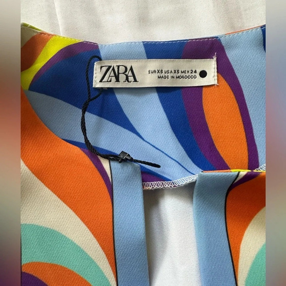 NWOT Zara Womens  Printed Colorful Groovy Funky Mini Sleeveless Dress - Picture 9 of 9